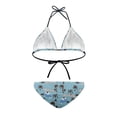 thumbnail image 3 of COEQINE Adjustable Bikini Sets for Women Allover Print Halter String High Cut Bathing Suit Spandex Sexy 2 Piece Beachwear, Shark Surfboard Coconut Palm Tree Light Blue, 2XL, 3 of 7