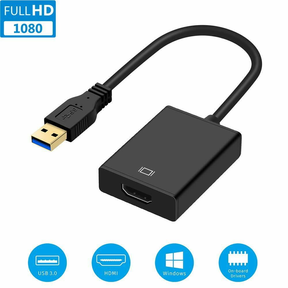 USB 3.0 to HDMI Adapter USB 3.0 to Video External Adapter Converter Transfer Cable Compatible with PC/Laptop/HDTV 