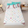thumbnail image 4 of Castle Fairy Baseball Ice Cream Zipper Twin Comforter Sets with Fitted Sheet and 2 Pillowcases, Ball Gamer Zipper Bedding Set, Teal Red,4-Piece, 4 of 6