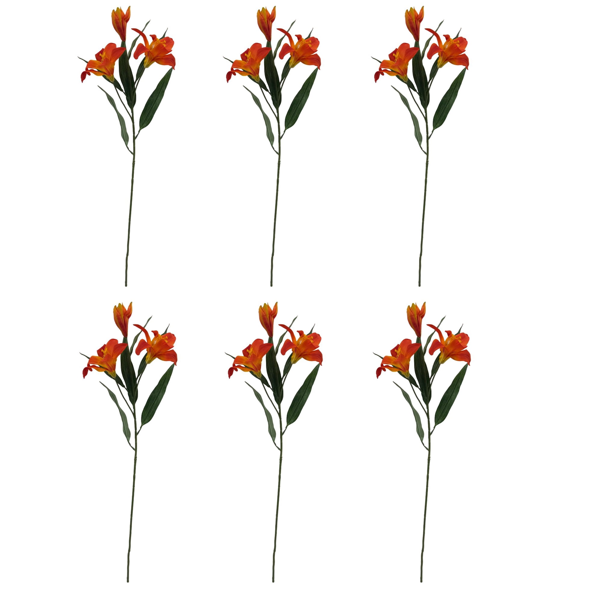 (2 pack) Mainstays 31" Artificial Orange Tiger Lily Flower Stem, Set of 6, Indoor Decoration