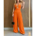 thumbnail image 4 of ChicMe Jumpsuits For Women Gold Ring Spaghetti Strap Cut-Out Waist Backless Wide Leg Jumpsuit Elegant Party Womens Rompers Orange-S, 4 of 8