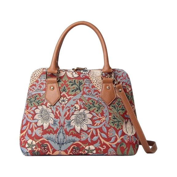 Tapestry Convertible Bag- Strawberry Thief Bird Red