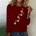thumbnail image 2 of ibuvkizy Valentine's Day Sweatshirt for Women,Women's Printed Round Neck Pullover Long Sleeved Casual Womens Sweatshirts Wine,XL, 2 of 4