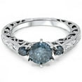 thumbnail image 4 of Pompeii 1 1/10ct Blue Diamond Vintage Hand Engraved Engagement Ring 14K White Gold, 4 of 4