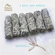 6 Pack - California White Sage Smudge Incense Sticks, White Sage, 4-5 Inches, Sacred and Holy Herb, Grown and Packaged in USA