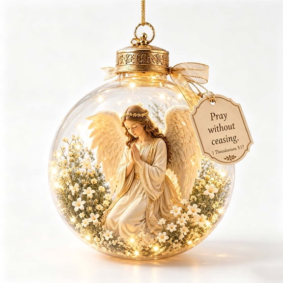 QISIWOLE Illuminated Christian Hanging Ornament, 3.5in Lighted Christian Hanging Decor with Faith Scenes for Christmas, Prayer Spaces, Remembrance, Gift for Christian