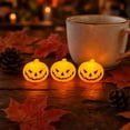 thumbnail image 2 of Halloween Pumpkin Dedorations Indoor Outdoor, Mini Pumpkin Night Light, Weather Resistant Small Pumpkin Figurine for Desk Shelf Halloween Party Indoor Home Decorations 1.97*2.17in 3pack, 2 of 7