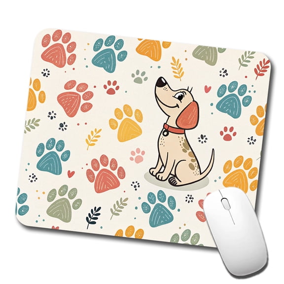 Dog Paw Prints Pastel Mouse Pad Low Profile Gaming Mat