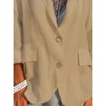 thumbnail image 4 of Gvmfive Women Casual Cotton Linen 3/4 Sleeve Shirt Button Down Lapel Neck Loose Cardigan Tops, 4 of 4