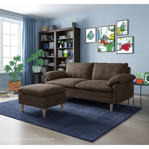Sofá Cama Makora Remmy Chocolate Velvet Memory Foam con Respaldo Reclinable