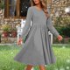 thumbnail image 1 of TaTaai Long Sleeve Round Neck Pocket Dress, Women's Fashion Casual Printed Dress, Breathable Soft Design, Ideal for Fall Winter Daily Club Home Wear Gift, 1 of 5