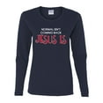 thumbnail image 3 of Normal Isn't Coming Back Jesus Is Inspirational/Christian Womens Graphic Long Sleeve T-Shirt, Navy, Medium, 3 of 5