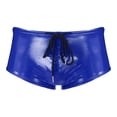 thumbnail image 5 of Bañador de verano a la moda para hombre, de talle bajo y brillante, de charol, con leotardo, pantalones cortos ajustados, tipo bóxer con cordón, 5 of 5