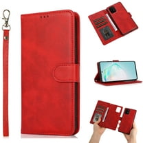 Wallet Case Compatible with Galaxy A32 5G, Allytech Slim Detachable Magnetic Closure Flip Pouch Kickstand Wrist Strap Card Holder Protective Case for Samsung Galaxy A32 5G 6.5" SM-A326, Red