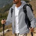 thumbnail image 5 of Men's Full Zip Hooded Windbreaker Lightweight Outdoor Hiking Jacket UPF Cooling Mesh Patchwork Quick Dry for Golf Fishing Size 3XL Gray-A, 5 of 7