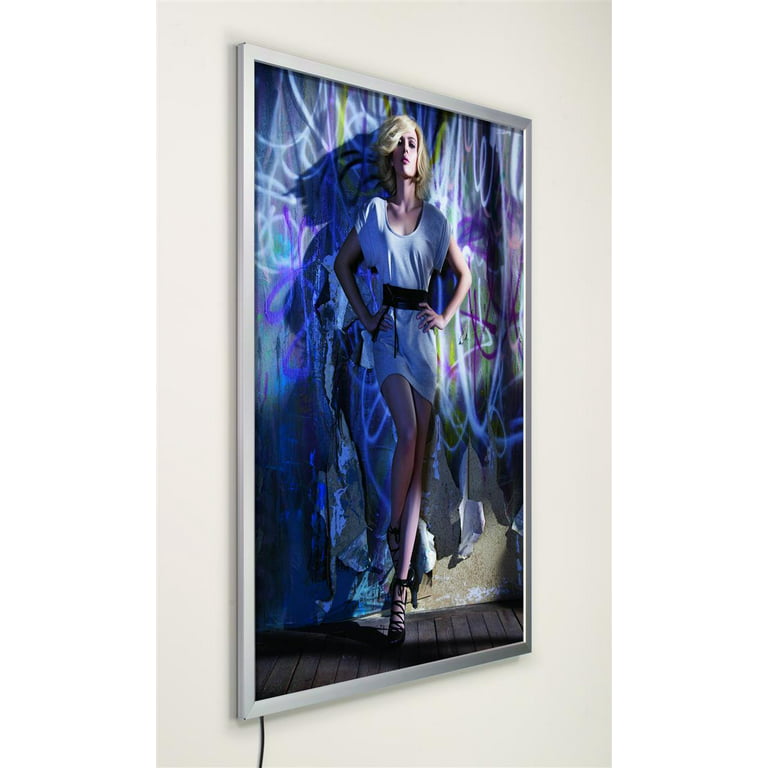 Illuminated Backlit Light Box Frame for 18 x Prints, Wall-mounted Poster Frame for Portrait or Landscape Graphics, Front-loading, Snap-open Framing, Silver, Aluminum (LEDEC1824S) - Walmart.com