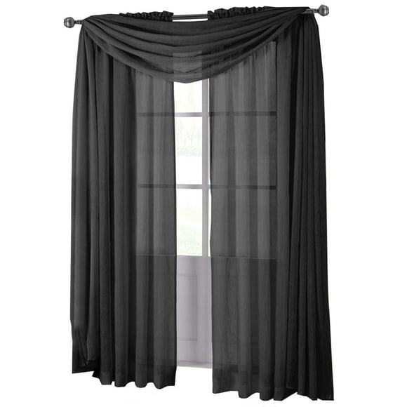 Royal Hotel Literie Abri Poche de Tringle Noire Panneau de Rideau Transparent 1 Pce Seulement, 50x84 Pouces