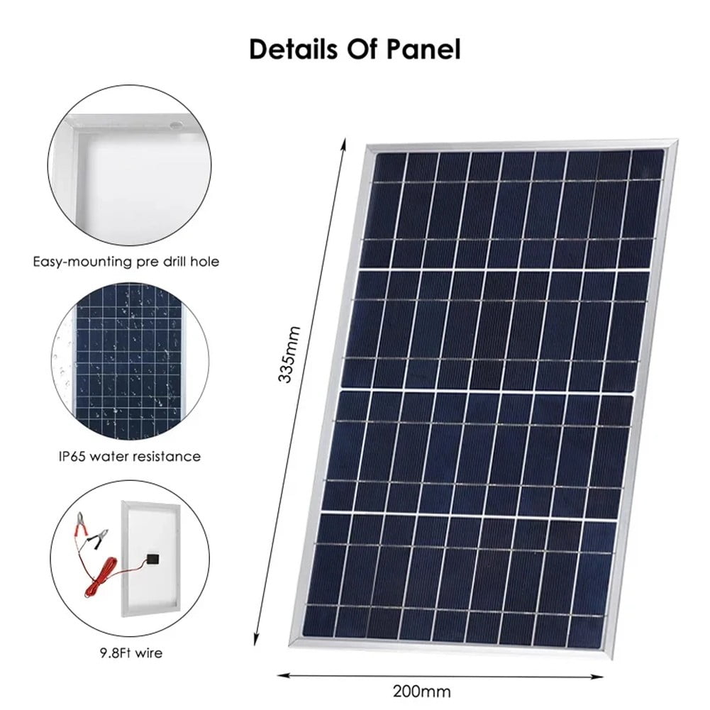 20W Portable Outdoor Solar Panel Kit Complete 12V Polycrystalline Silicon Usb