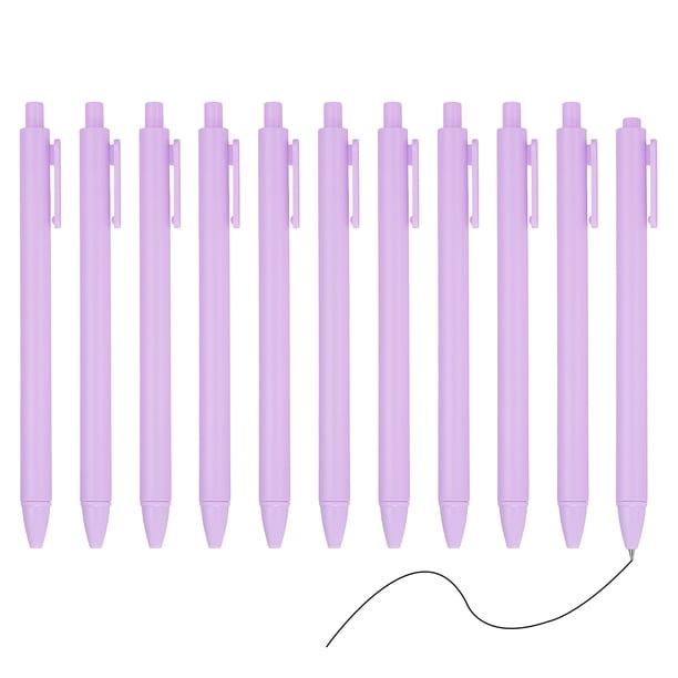 Uxcell 12 Paquete de bolígrafos de gel retráctiles, tinta negra de 0.5mm, escritura suave, púrpura claro