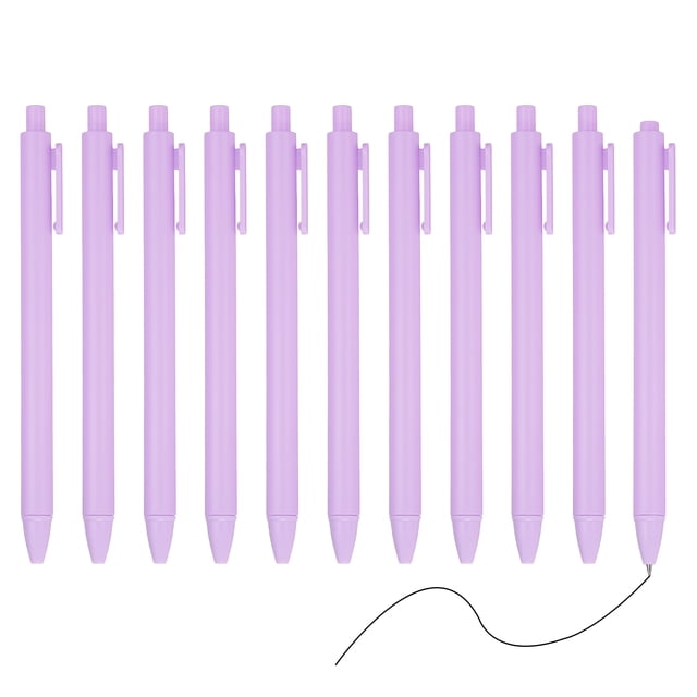 Uxcell 12 Paquete de bolígrafos de gel retráctiles, tinta negra de 0.5mm, escritura suave, púrpura claro
