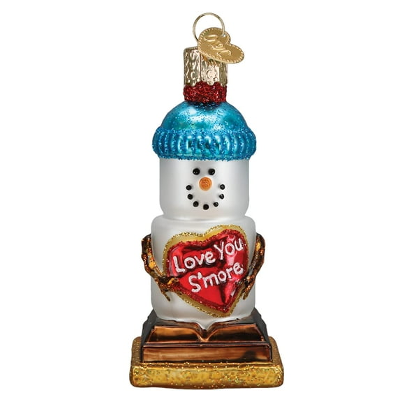 Old World Christmas Love You S'More Snowman Glass Blown Ornament for Christmas Tree