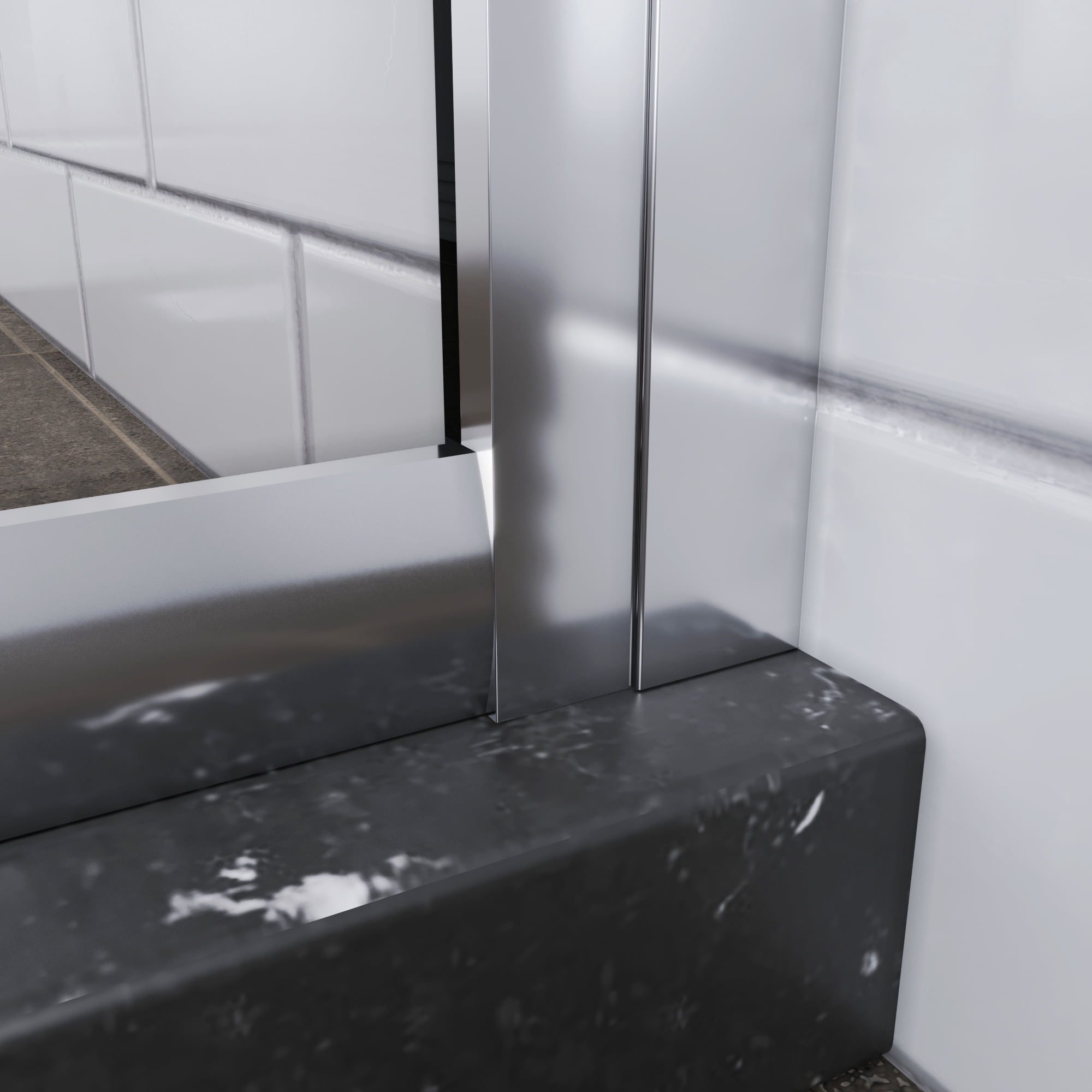 Sunny Shower Chrome Finish Corner Entry Shower Enclosure Sliding Shower Doors 34" x 72"(Shower Base No Included)