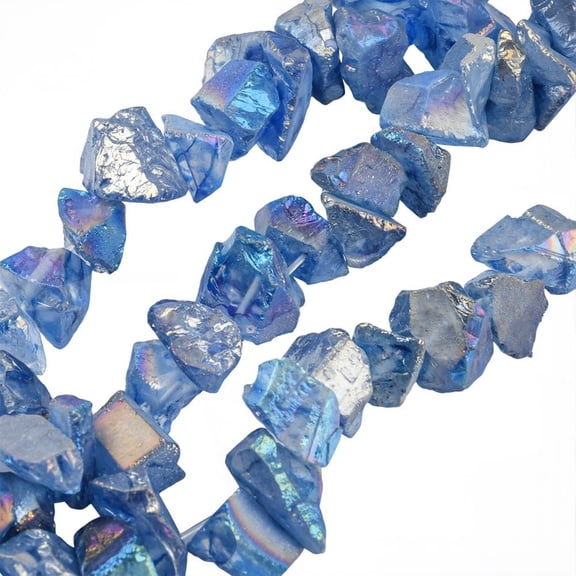 1 Box 71PCS Blue Natural Quartz Stone Chips Beads with Holes Crushed Plating Irregular Shaped Gemstone Gravel Loose Rocks Bead for Jewelry Making Necklaces DIY Craft Supply