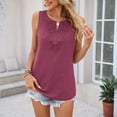 thumbnail image 6 of longantii Womens Sleeveless Tank Tops Summer V Neck Lace Front Tops Boho Vacation Beach Blouse Wine L, 6 of 7