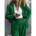 thumbnail image 5 of Women Suits 2 Piece Set Business Casual Dressy Oversized Blazer Jacket and Wide Leg Pants Emerald Green L, 5 of 9
