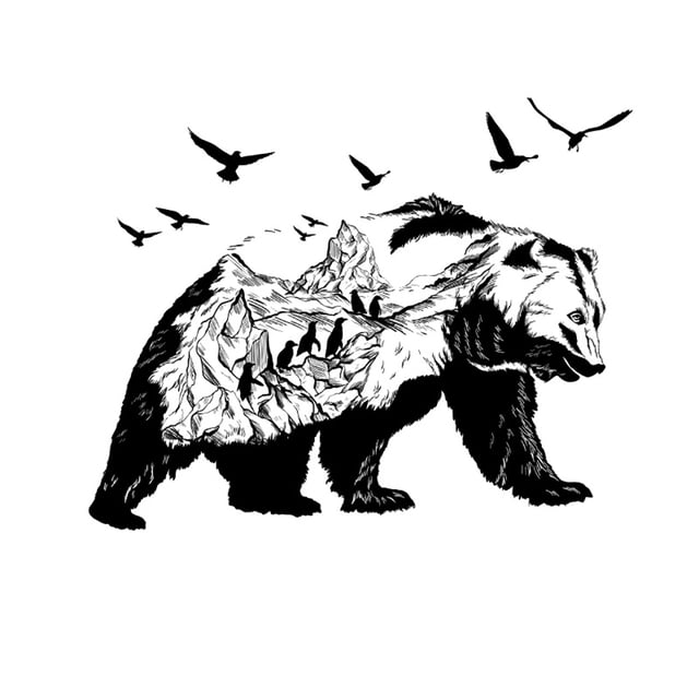 Adhesivo de pared de pingüinos de oso polar creativo, decoración de pared extraíble TUNC Sencillez
