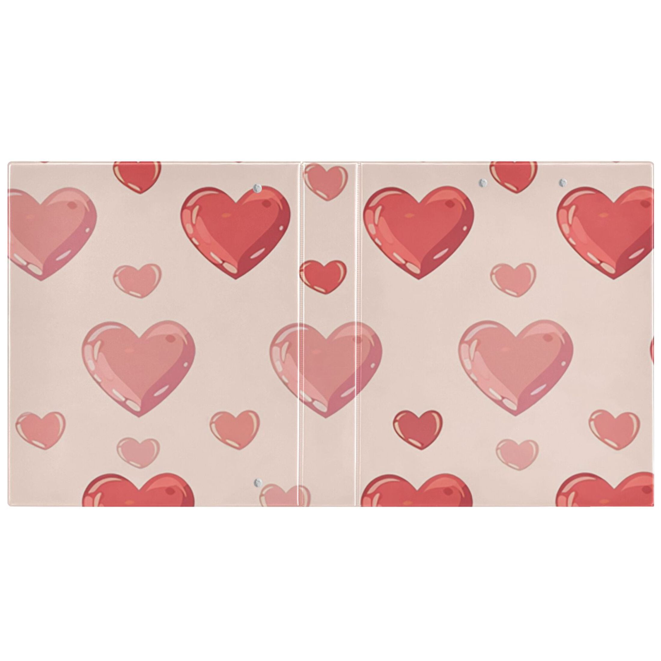 Red and Pink Hearts 3 Ring Binders 1.5 inch Hardcover File Folders with Interior Pockets A4 Size Organizer for School Office Hospital