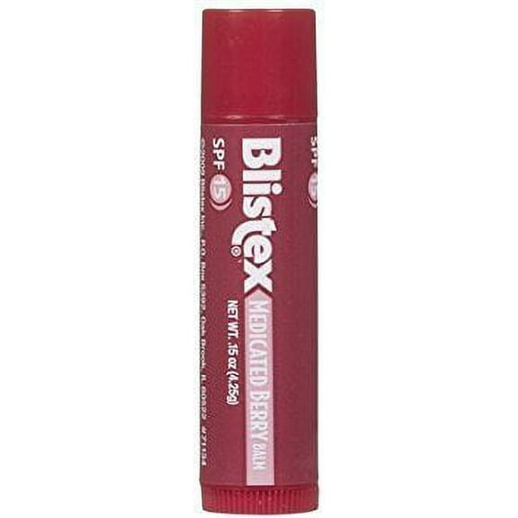 (Quantity of 5) Blistex Medicated Berry Lip Balm SPF15, net wt .15oz (4.25g)