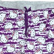 Womens Purple Hello Kitty Cat Face Knit Sleep Pant Pajama X-Large