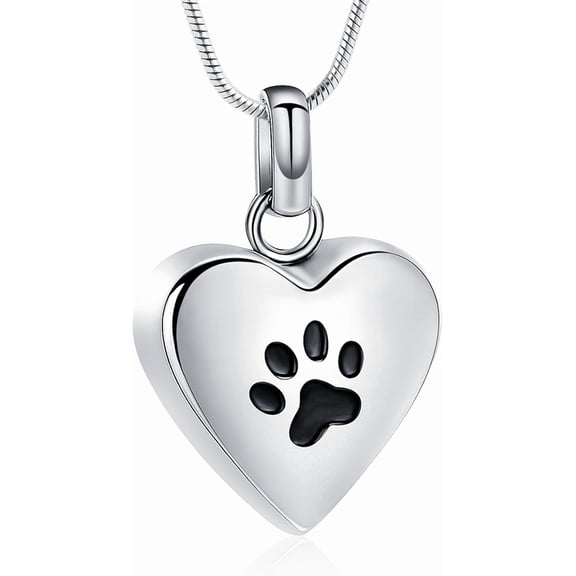 Heart Urn Necklace for Ashes Paw Print Cat / Dog Cremation Jewelry Memorial Ashes Necklace Stainless Steel Keepsake for Human / Pets