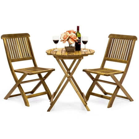 Best Choice Products Acacia Wood 3-Piece Folding Outdoor Bistro Set,