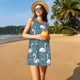 thumbnail image 3 of Logiee Flamingo Print Summer Dresses for Women,Beach Sleeveless Flowy Pocket Tshirt Tank Sundresses,Women's Sleeveless Dress, 3 of 7