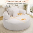 thumbnail image 3 of Muumblus 55" Indoor Round Lounge Chair, Oversized Boneless Accent Barrel Chair, Beige Corduroy, 3 of 10