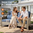 thumbnail image 3 of Vcatnet 4 Pieces Patio Outdoor Conversation Set High Back Wicker Rattan Furniture Outdoor Sectionals with Coffee Table, Denim Blue, 3 of 10