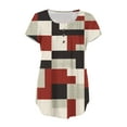 thumbnail image 5 of Pntutb Womens Plus Size Fashion V-Neck Gradient Printed Tunic Tops Buttons Short Sleeve T-Shirt Red XXL, 5 of 6