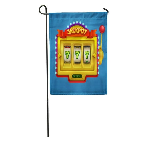 LADDKE Blue Game Gold Slot Machine Colorful 777 Arm Bar Bet Garden Flag Decorative Flag House Banner 12x18