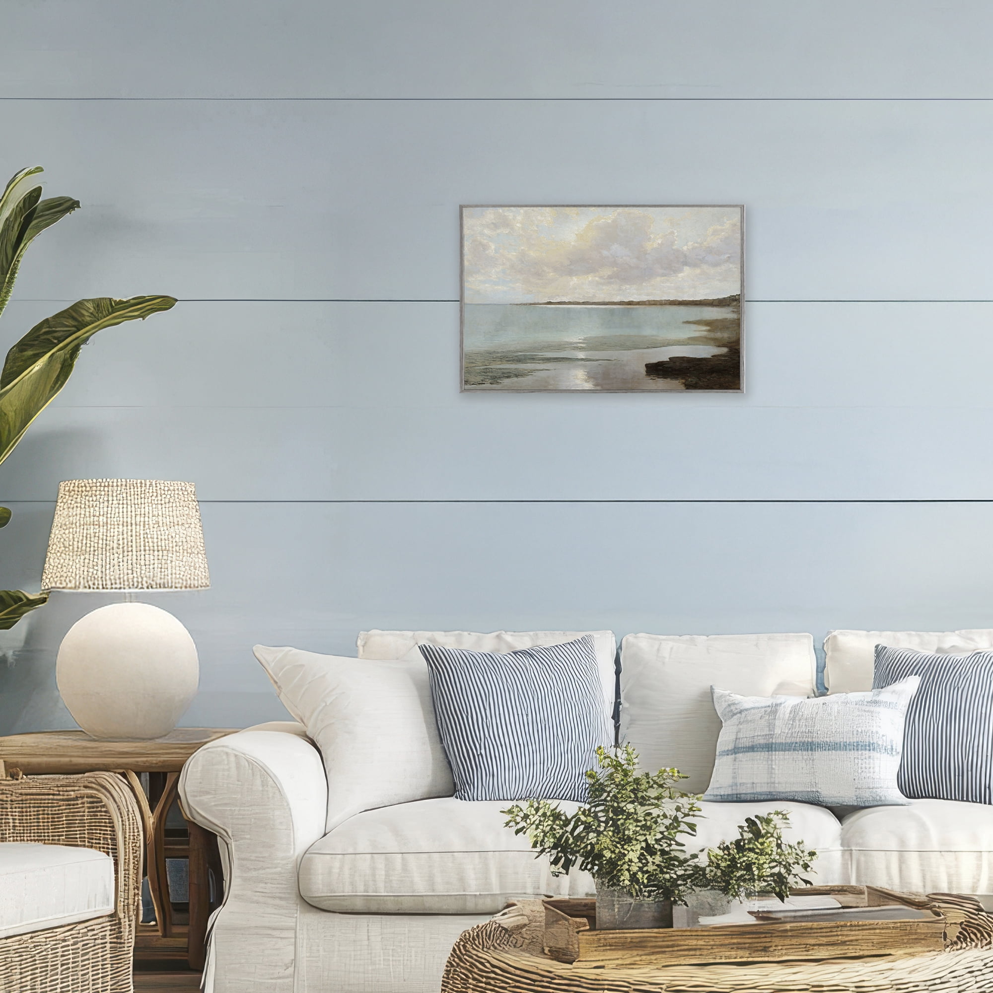 Stupell Industries At The Shore Horizon Gray Framed Giclee Art, design by Christy McKee
