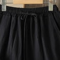 thumbnail image 6 of POROPL Womens Shorts,Linen Elastic Waist Drawstring Lace Trim Shorts with Pockets,Black Size 8, 6 of 8