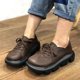 thumbnail image 5 of Zapatos de plataforma con cordones de color verde para primavera 2022, zapatos planos casuales de cuero de vaca genuino hechos a mano, zapatos individuales, 5 of 5