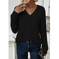 thumbnail image 4 of PRETTYGARDEN Fall Fashion Long Sleeve Shirts for Women Ribbed Knit V Neck Dressy Casual Lightweight Sweaters Tunic Tops, 4 of 9