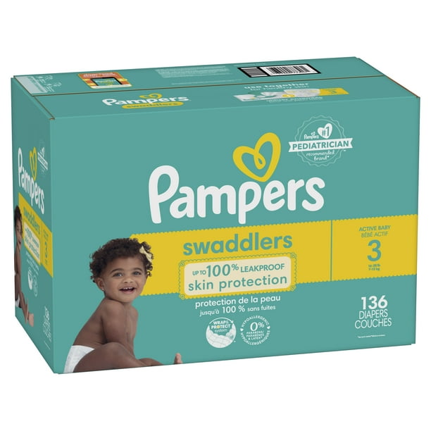 hormigón Anfibio elegante Pampers Swaddlers Diapers Size 3, 136 Count (Select for More Options) -  Walmart.com