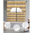 thumbnail image 3 of Brown Yellow Geometric Kitchen Curtains Swag Valance and Tier Curtains Set 24 Inch Length, Southwest Ethnic Country Rod Pocket Drape Panels Pair Swag Curtain for Bathroom/Cafe/Window, 3 of 6