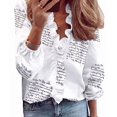 thumbnail image 2 of Womens Dressy Casual Blouse Business Long Sleeve Tops Ruffle V Neck Work Shirt Fall Outfit Long Sleeve - Letters S, 2 of 7