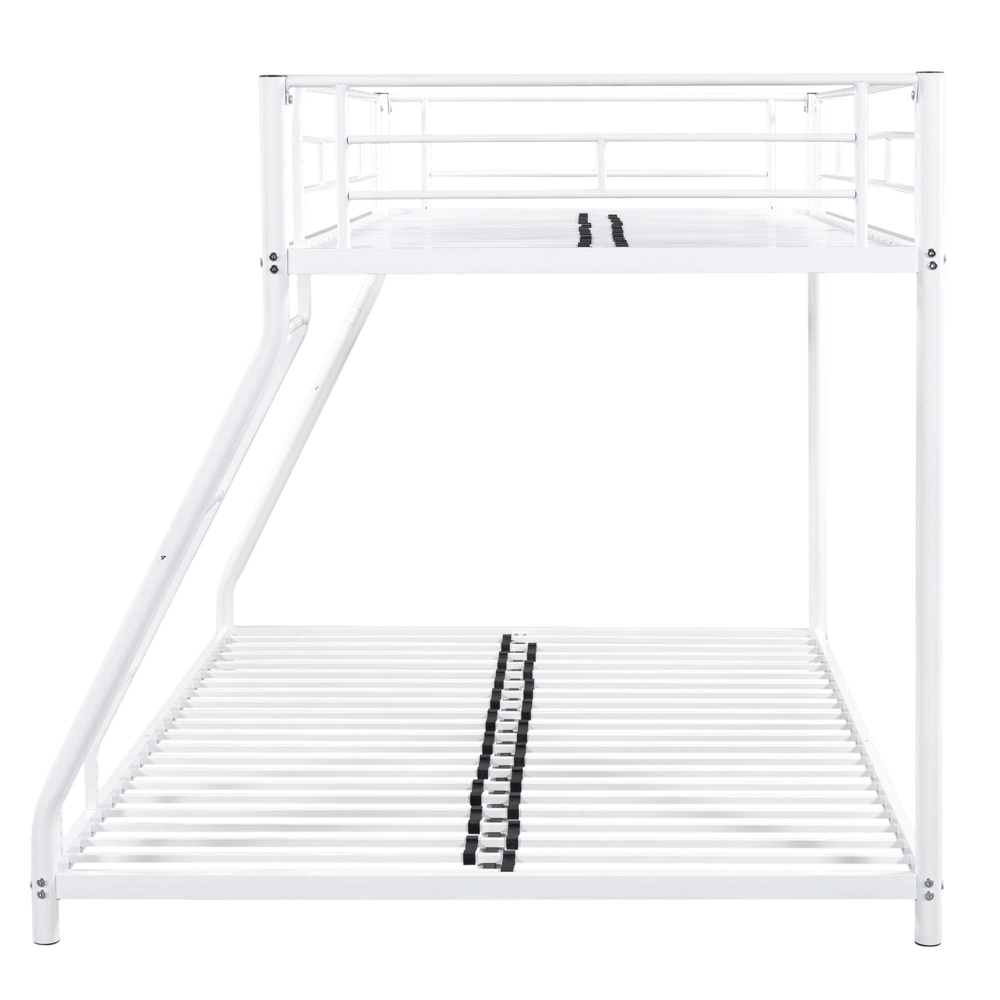 Aukfa Twin-Over-Full Bunk Bed, Heavy Duty Metal Low Bunk Bed for Kids Teens Dorm - White