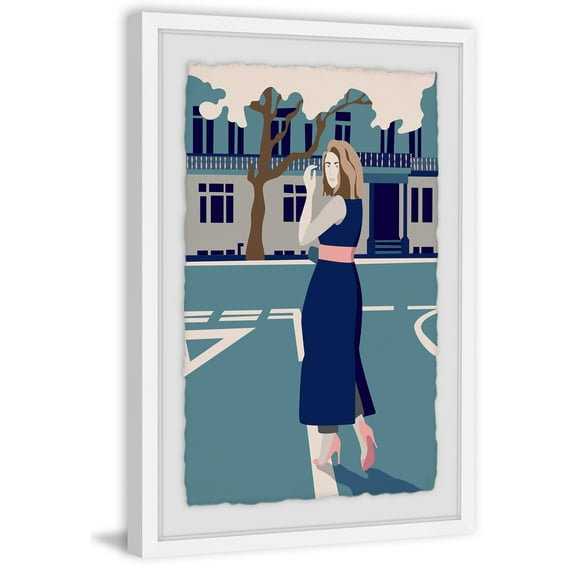 Crossing in Blue Framed Painting Print