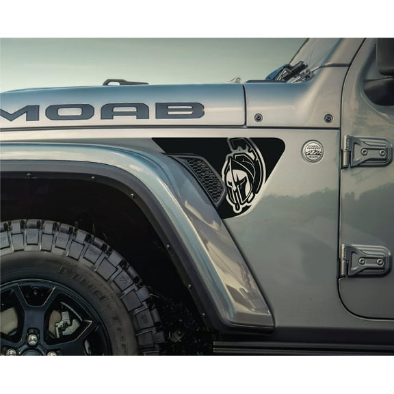 AnyStickerYouWant - Spartan Gladiator Helmet Fender Vent Vinyl Decal Sticker Fits & Compatible with Jeep Wrangler JL/Jeep Gladiator JT 2018  Spartan Gladiator Print